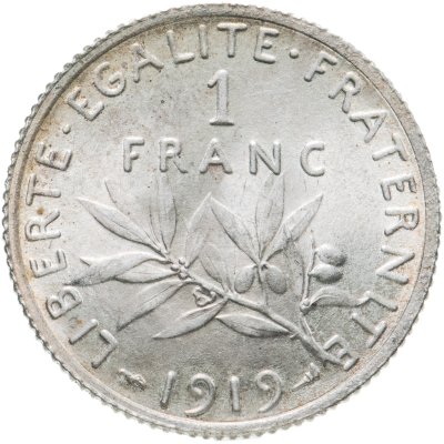 купить Франция 1 франк (franc) 1919