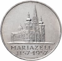 Купить Австрия 25 шиллингов (shillings) 1957 "800 лет Базилике Мариацелля"