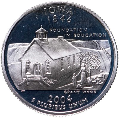 купить США 25 центов (квотер, 1/4 доллара, quarter dollar) 2004 Айова