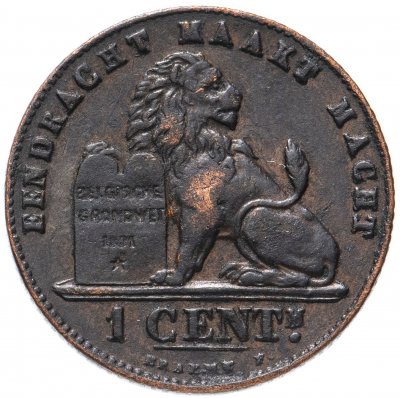 купить Бельгия 1 сантим (centime) 1907 Надпись на французском - 'DER BELGEN'