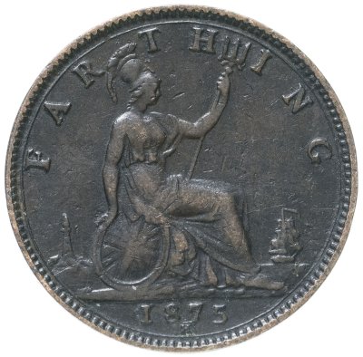 купить Великобритания 1 фартинг (farthing) 1875 Знак монетного двора: "H" - Хитон, Бирмингем