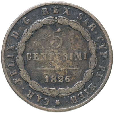 купить Сардиния 5 чентезимо 1826