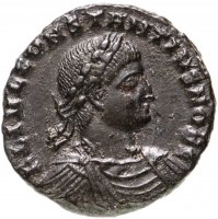 купить Римская Империя, Констанций II, 324–361 гг, фракция фоллиса (реверс: крепостная башня, без дверей, с двумя зубцами, вверху одна звезда)