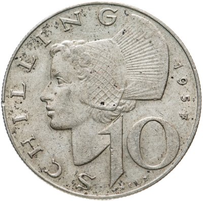 купить Австрия 10 шиллингов (shillings) 1957
