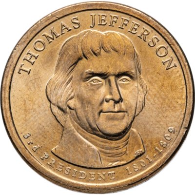 купить США 1 dollar (доллар) 2007 "Томас Джефферсон (3-й президент США)", знак монетного двора "P" - Филадельфия
