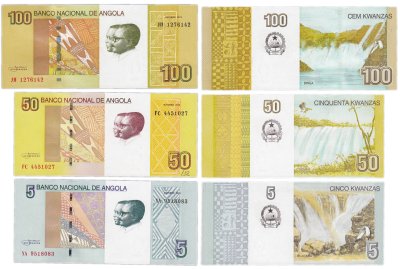 купить Ангола набор из 3 банкнот 5, 50, 100 эскудо 2012 "Водопад"