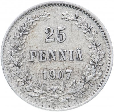 купить 25 пенни 1907 L, монета для Финляндии