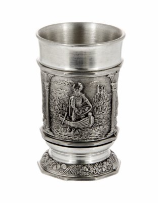 купить Стопка с рельефным изображением викингов, олово, фирма "B.M.F", Германия, 1970-1990 гг.