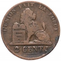 Купить Бельгия 2 сантима (centimes) 1859