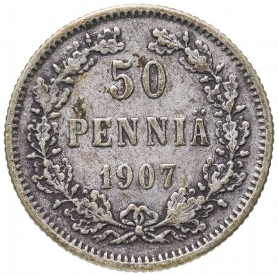 купить 50 пенни 1907 L, монета для Финляндии