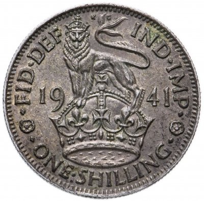 купить Великобритания 1 шиллинг (shilling) 1941 Английский шиллинг - лев, стоящий на короне