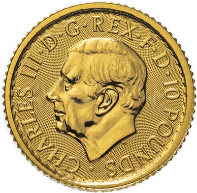 купить Великобритания 10 фунтов (pounds) 2023 "Стоящая Британия", с новым портретом короля Карла III
