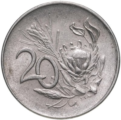 купить ЮАР 20 центов (cents) 1965 надпись на английском "SOUTH-AFRICA"