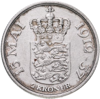 купить Дания 2 кроны 1937 "25 лет правления короля Кристиана X"