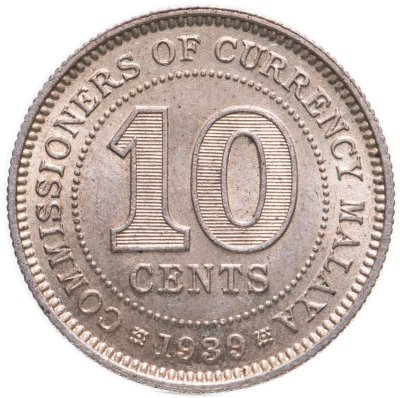 купить Малайя 10 центов (cents) 1939