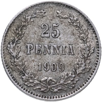купить 25 пенни 1909 L, монета для Финляндии