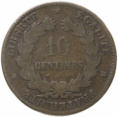купить Франция 10 сантимов (centimes) 1872 A