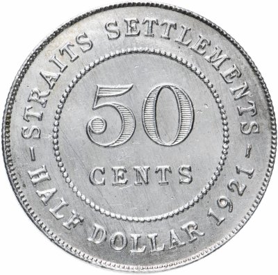 купить Стрейтс Сетлментс 50 центов (cents) 1921