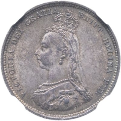 купить Великобритания 1 шиллинг (shilling) 1887 в слабе ННР MS63