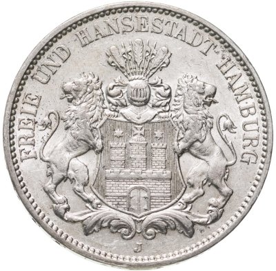 купить Германская Империя, Гамбург 3 марки 1912 "J"