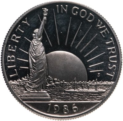 купить США 50 центов (1/2 доллара, half dollar) 1986 S Statue of Liberty (100 лет Статуе Свободы) знак монетного двора "S" - Сан-Франциско