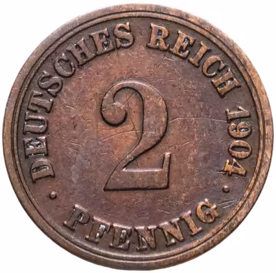 купить Германия 2 пфеннига (pfennig) 1904, знак монетного двора: "A" - Берлин