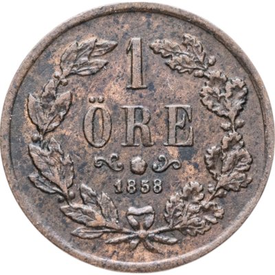 купить Швеция 1 эре (ore) 1858 Буквы L.A. под бюстом