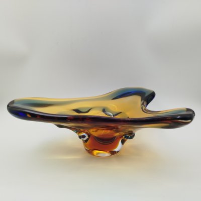 купить Ваза - фруктовница оригинальной формы, стекло, гутная техника, Bohemia Crystal (Bohemia Glass), Чехословакия, 1970-1980 гг.