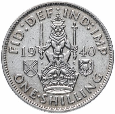 купить Великобритания 1 шиллинг (shilling) 1940 Шотландский шиллинг - лев, сидящий на короне