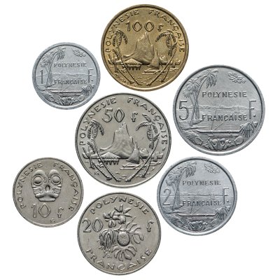 купить Французская Полинезия набор 7 монет: 1, 2, 5, 10, 20, 50 и 100 франков 1988-2010