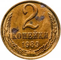 купить 2 копейки 1989 штемпельный блеск