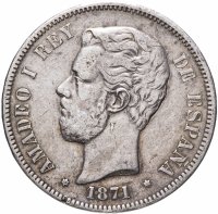 купить Испания 5 песет (pesetas) 1871