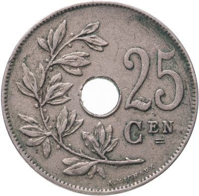 купить Бельгия 25 сантимов (centimes) 1928 Надпись на голландском - 'BELGIË'