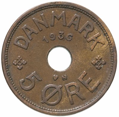 купить Дания 5 эре (ore) 1936