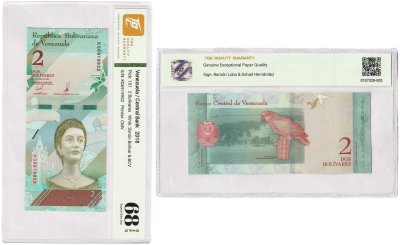 купить Венесуэла 2 боливара 2018 в слабе TQG UNC 68