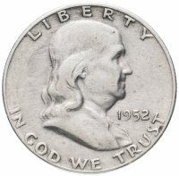 Купить США 50 центов (1/2 доллара, half dollar) 1952 Franklin Half Dollar Без отметки монетного двора