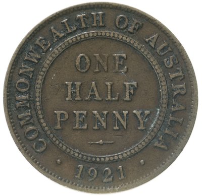 купить Австралия 1/2 пенни (penny) 1921