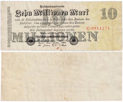 купить Германия, Веймарская республика 10 000 000 марок 1923 (Pick 96)