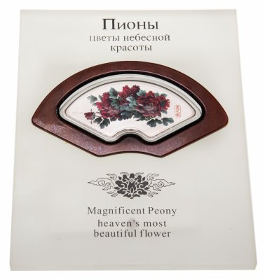 купить Острова Кука 5 долларов 2008 Proof "Пионы - цветы небесной красоты" в футляре на подставке, с сертификатом