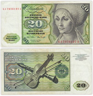 купить Германия ФРГ 20 марок 1970 (Pick 32a(2))