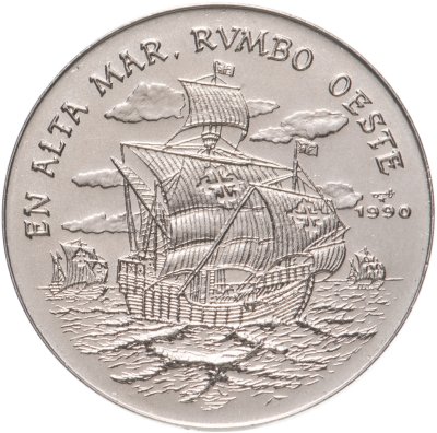 купить Куба 1 песо (peso) 1990 "500 лет открытию Америки. Корабль Колумба плывёт на запад"