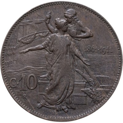 купить Италия 10 чентезимо (centesimi) 1911 50 лет Королевству