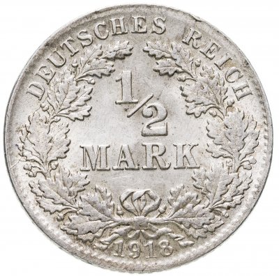 купить Германия 1/2 марки (mark) 1918 D знак монетного двора: "D" - Мюнхен