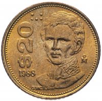 Купить Мексика 20 песо (pesos) 1988