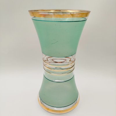 купить Ваза для цветов мятного оттенка, стекло, краска, золочение, Bohemia Crystal (Bohemia Glass), Чехословакия, 1960-1980 гг.
