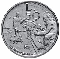 Купить Сан-Марино 50 лир (lire) 1994