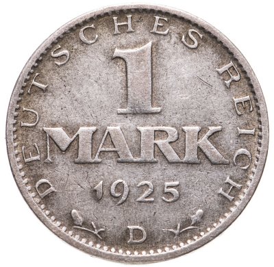 купить Германия 1 марка 1925 D знак монетного двора "D" — Мюнхен