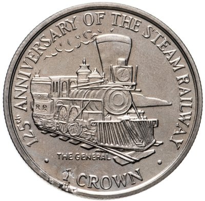 купить Остров Мэн 1 крона (crown) 1998 125 лет паровой железной дороге - паровоз Биг Бой