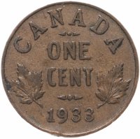 Купить Канада 1 цент (cent) 1933, Георг V
