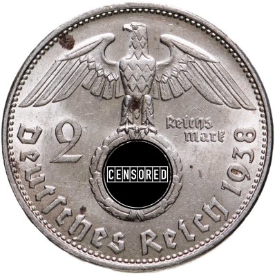 купить Германия (Третий Рейх) 2 рейхсмарки (reichsmark) 1938, знак монетного двора "B" - Вена